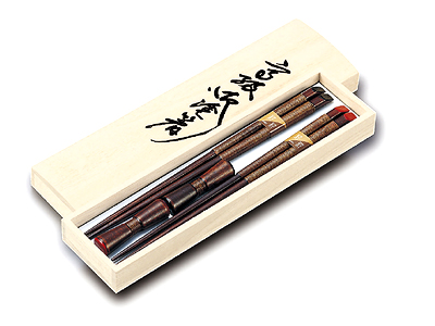 木製糸巻箸ペア(箸置付)(R)