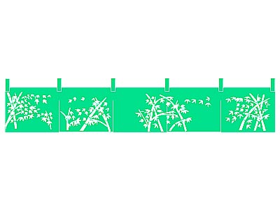 中のれん竹柄28×170緑