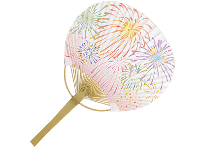 小丸型竹うちわ 花火