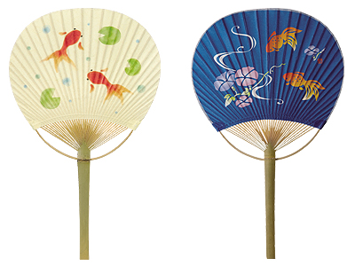 丸型竹うちわ 和風金魚