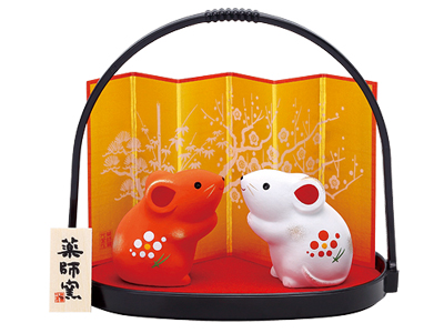 錦彩招福(紅白)小手籠付