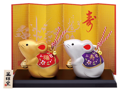彩燿招福寿々(紅白梅・金銀土鈴)