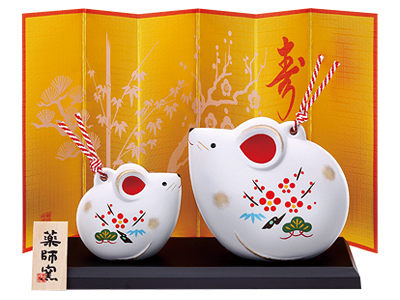 錦彩招福寿々(親子土鈴)