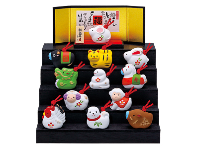 錦彩招福寿々十二干段飾り(土鈴・小)