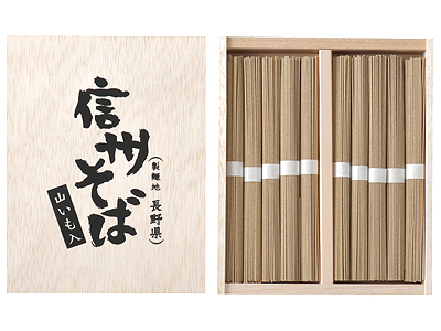 木箱入り信州そば山いも入り