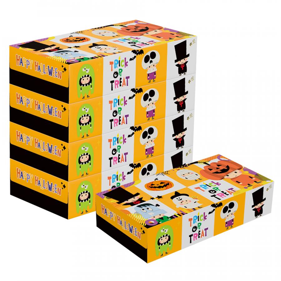 ハッピーハロウィンBOXティッシュ100W 5個組
