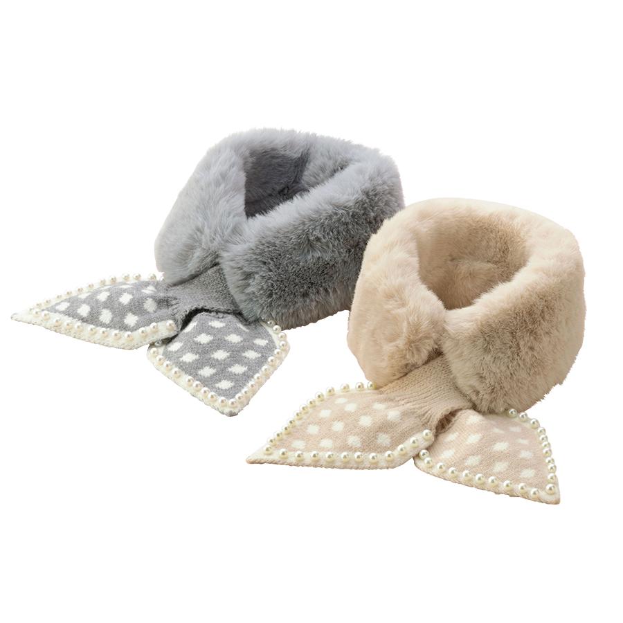 ビジュー付きニット&ファーティペット