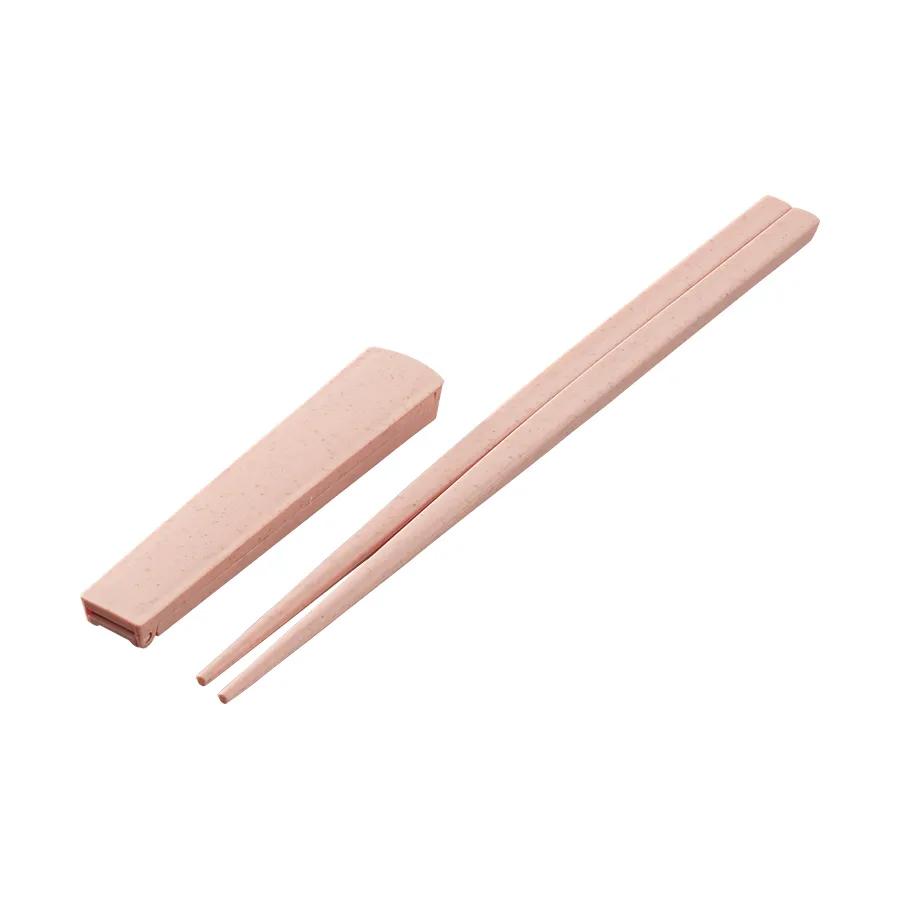箸キャップ付き箸 バンブーファイバー入　スモークピンク