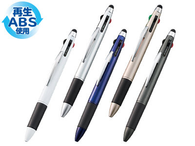 タッチペン付3色+1色スリムペン(再生ABS)