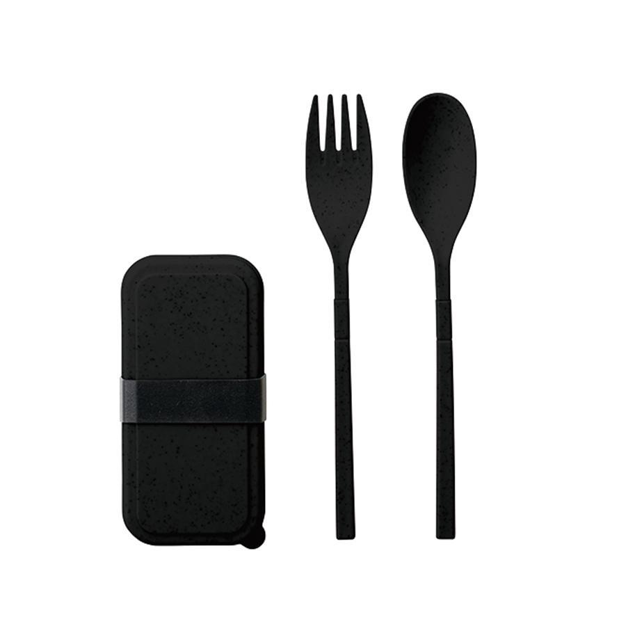 バンブーファイバーカトラリーセット (2点)　ブラック