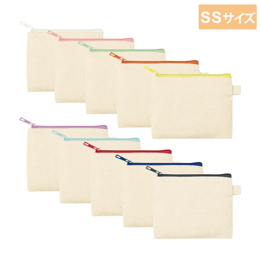 カラーファスナーキャンバスフラットポーチ SS