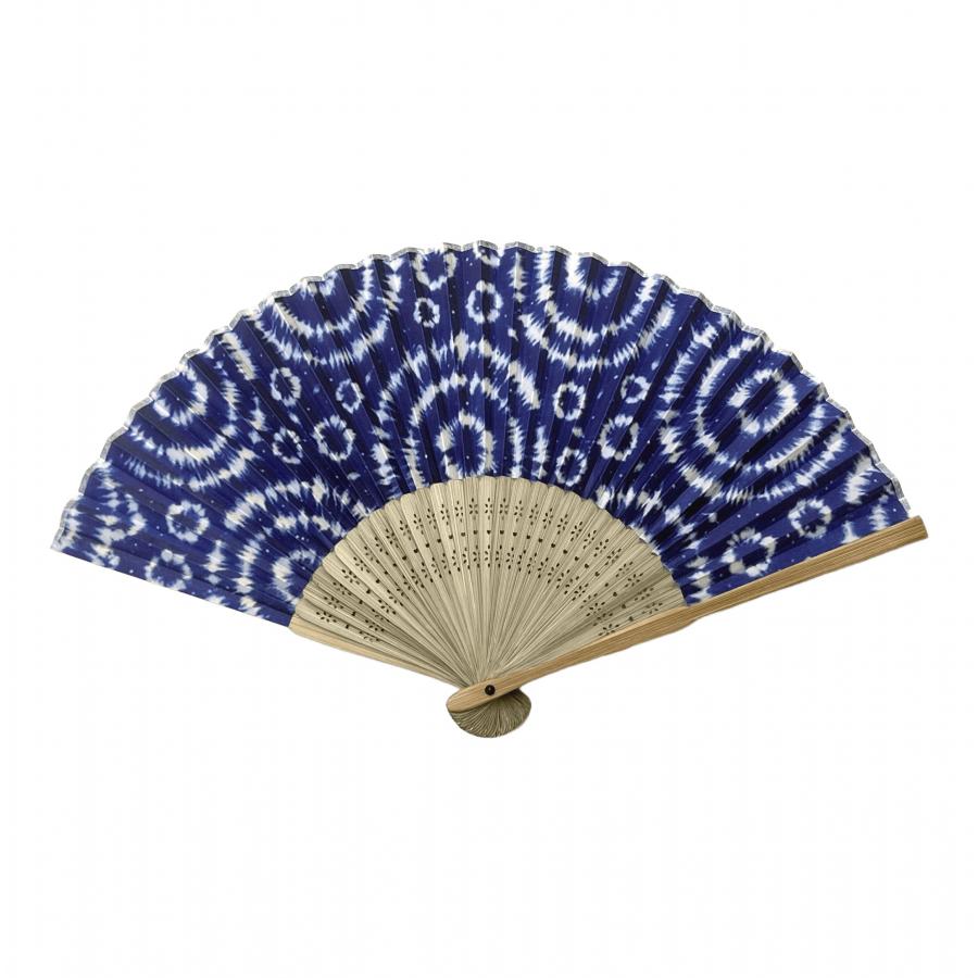 すす竹扇子 藍色染しぼり 透明袋入り