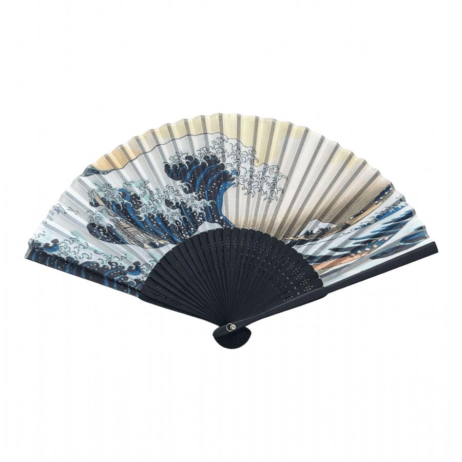 黒竹扇子 神奈川沖浪裏 透明袋入り