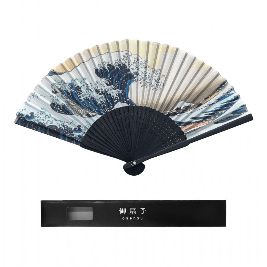 黒竹扇子 神奈川沖浪裏 黒箱入り