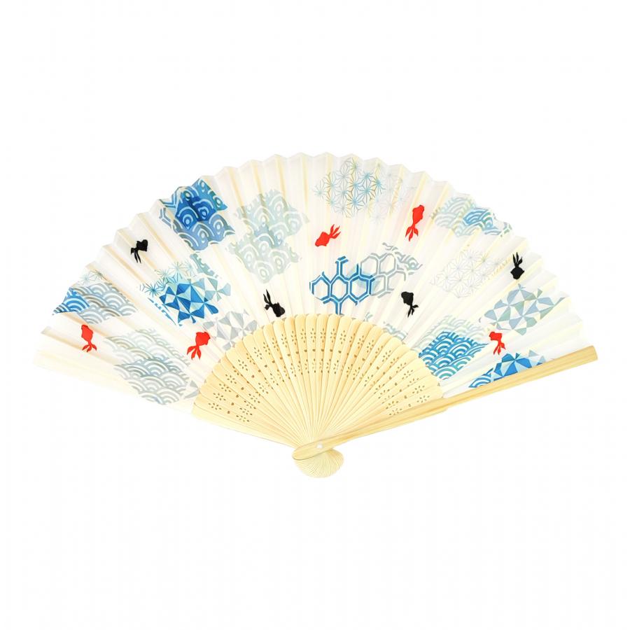 白竹扇子 金魚 透明袋入り