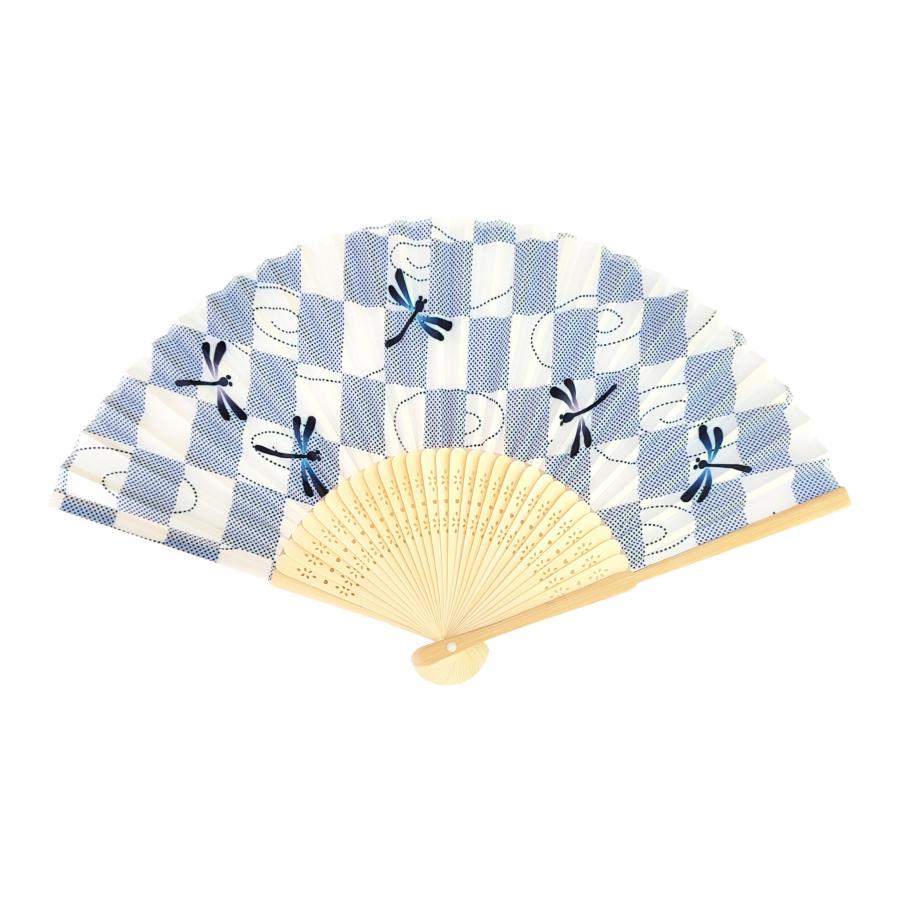 白竹扇子 トンボ市松 透明袋入り