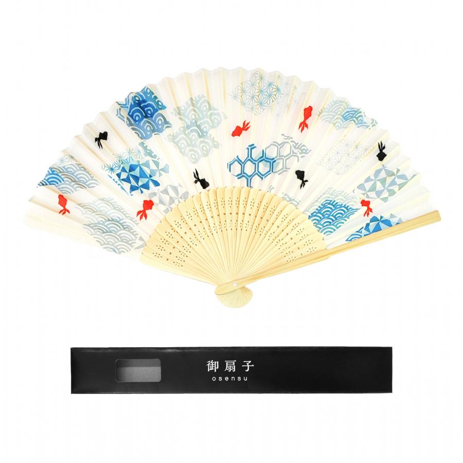 白竹扇子　金魚 黒箱入り