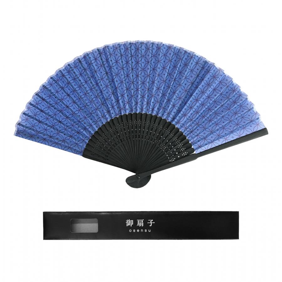 黒竹扇子 七宝 紺 黒箱入り