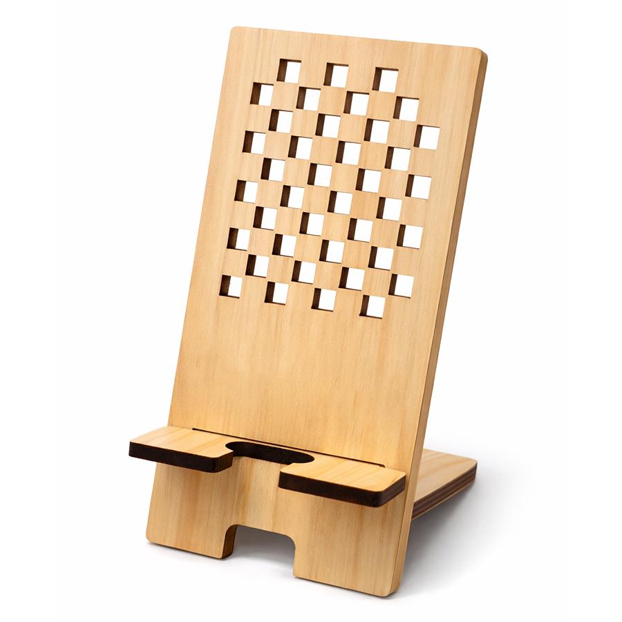 ひのき伝統文様スマホスタンド　市松