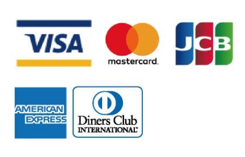 VISA、Mastercard、JCB、AMERICAN EXPRESS、Diners Club
